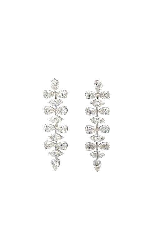 NADER KASH 18K White Gold Pear and Marquise Diamond Drop Earrings