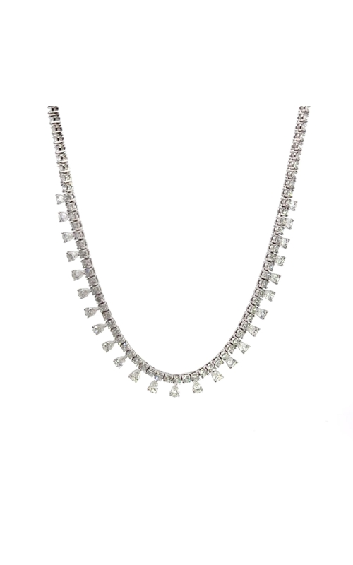 NADER KASH 18K White Gold Pear Shape & Round Diamond Necklace