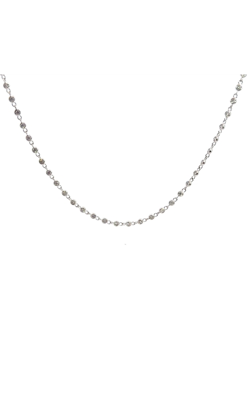 NADER KASH 18K White Gold Bezel Set Diamond Station Necklace