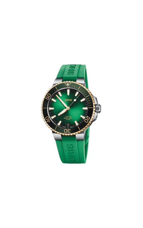 ORIS Aquis Date Calibre 400 41.5mm Green Dial With Green Rubber Straps