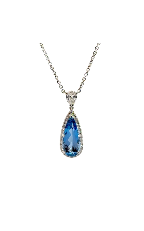 Platinum & 18K White Gold Aquamarine & Diamond Necklace