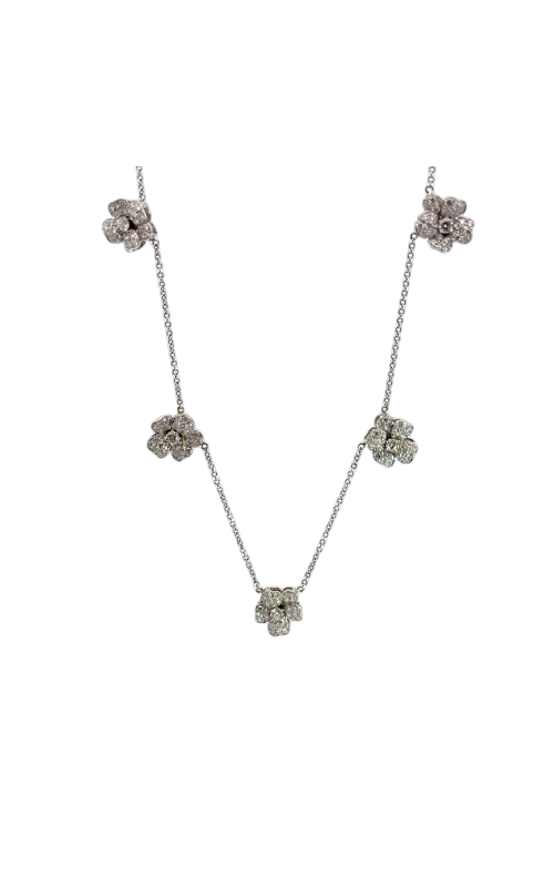 Platinum Diamond Five Station Flower Necklace