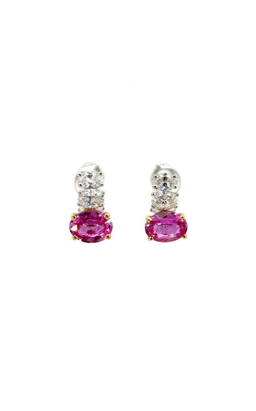Platinum & 18K Yellow Gold Pink Sapphire & Diamond Drop Earrings