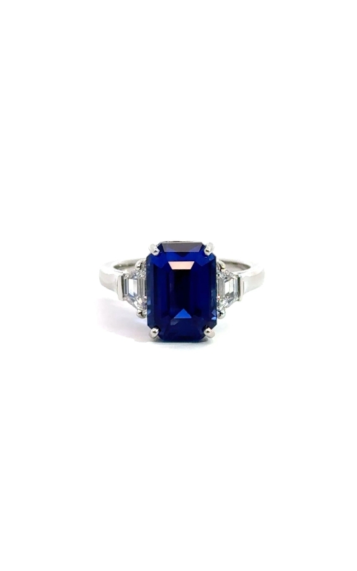 Platinum Sapphire & Diamond Three Stone Ring