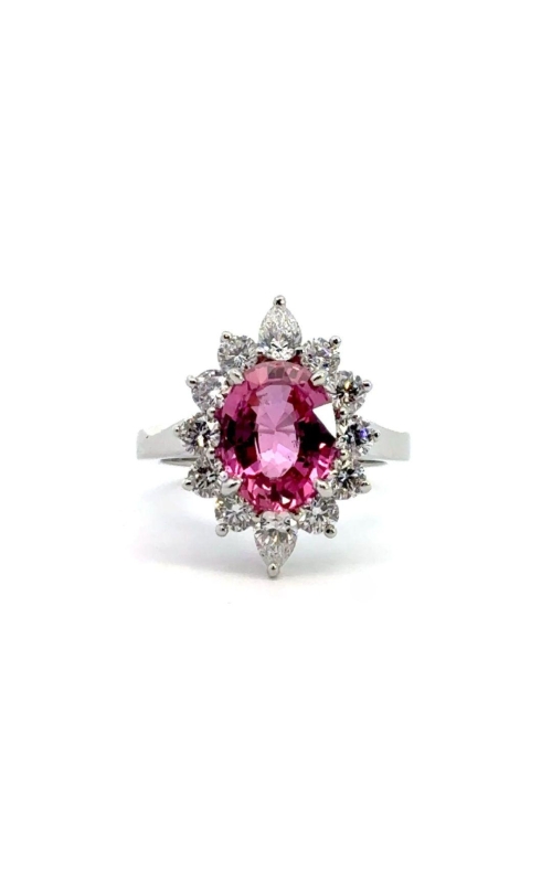 Platinum Padparadscha Sapphire & Diamond Ring