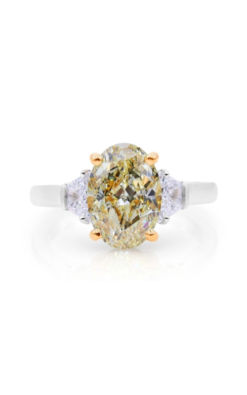 Platinum & 18K Yellow Gold Fancy Yellow Diamond Three Stone Ring