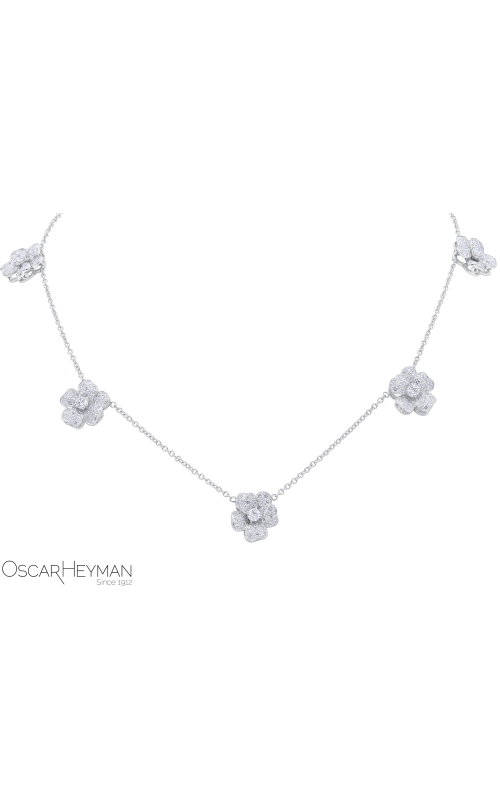Platinum 5 Flower Station Diamond Necklace
