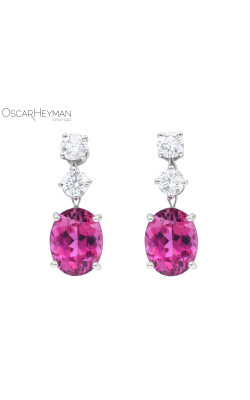 Platinum Rubellite and Diamond Earrings