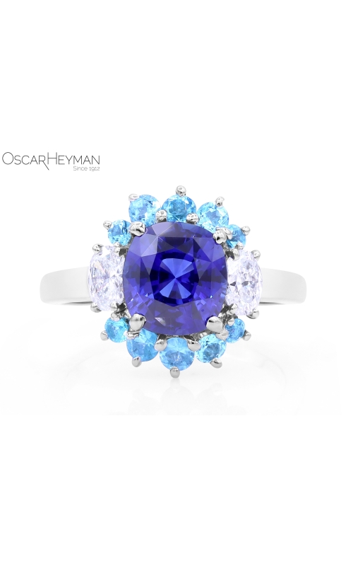 Platinum Sapphire Ring With Paraiba Tourmaline and Diamonds