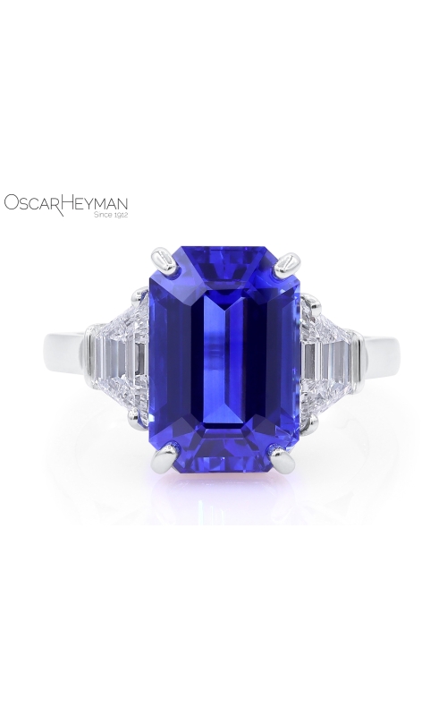 Platinum Sapphire and Diamond Three-Stone Ring