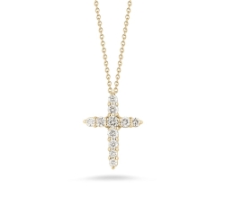 ROBERTO COIN 18K Yellow Gold Tiny Treasures Diamond Tapered Cross Necklace