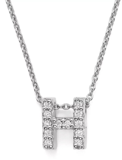 ROBERTO COIN 18K White Gold Tiny Treasures Diamond Love Letter 'H' Necklace