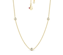 ROBERTO COIN 18K Gold Diamond by the Inch 3 Station Necklace