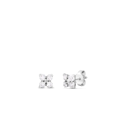 ROBERTO COIN 18K White Gold Love in Verona Small Flower Diamond Stud Earrings