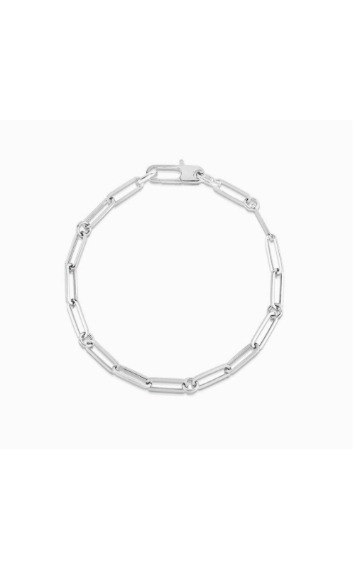 ROBERTO COIN 18K White Designer Gold Alternating Size Paperclip Link Bracelet