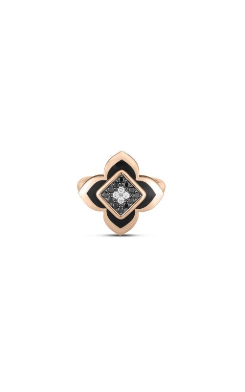 ROBERTO COIN 18K Rose Gold Palazzo Ducale Carnival Black Diamond, Black Enamel, & White Diamond Flower Ring