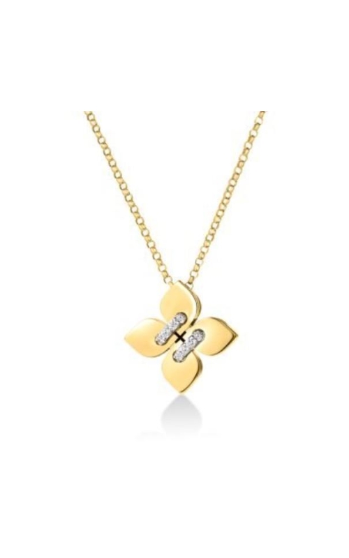 ROBERTO COIN 18K Yellow/White Gold Love in Verona Filo Small Diamond Flower Necklace