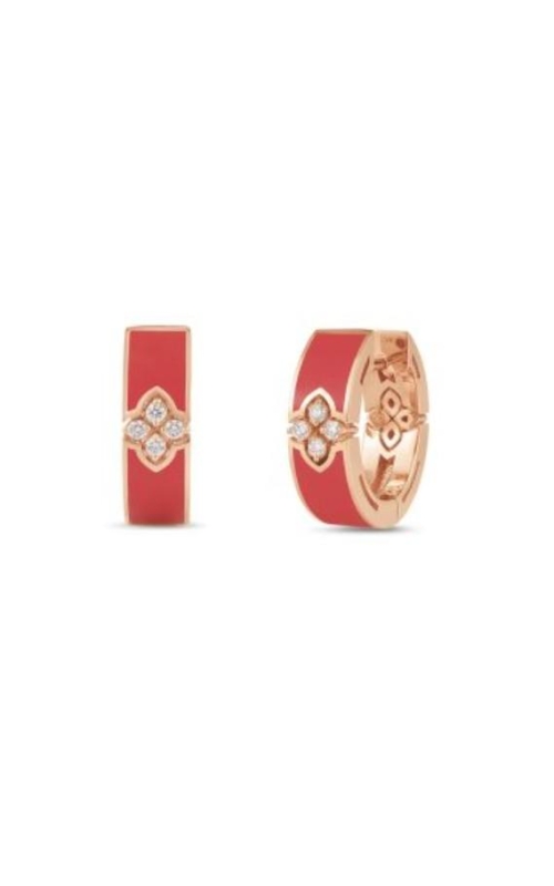 ROBERTO COIN 18K Rose Gold Love in Verona Diamond and Coral Enamel Hoop Earrings