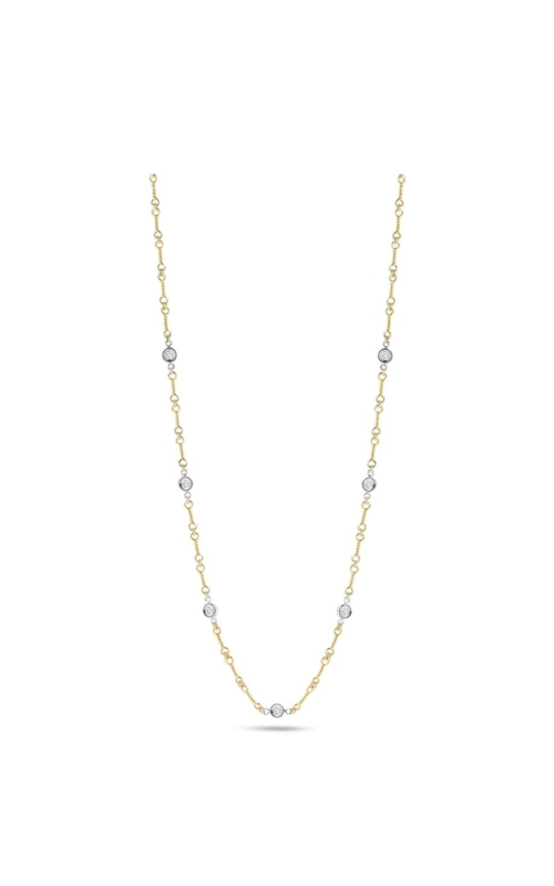 ROBERTO COIN 18K Yellow/White Gold Diamonds by the Inch 7 Station Dog Bone Necklace