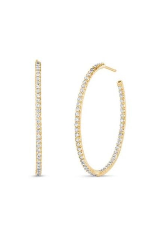ROBERTO COIN 18K Yellow Gold Large Inside Outside Open Diamond Hoop Earring