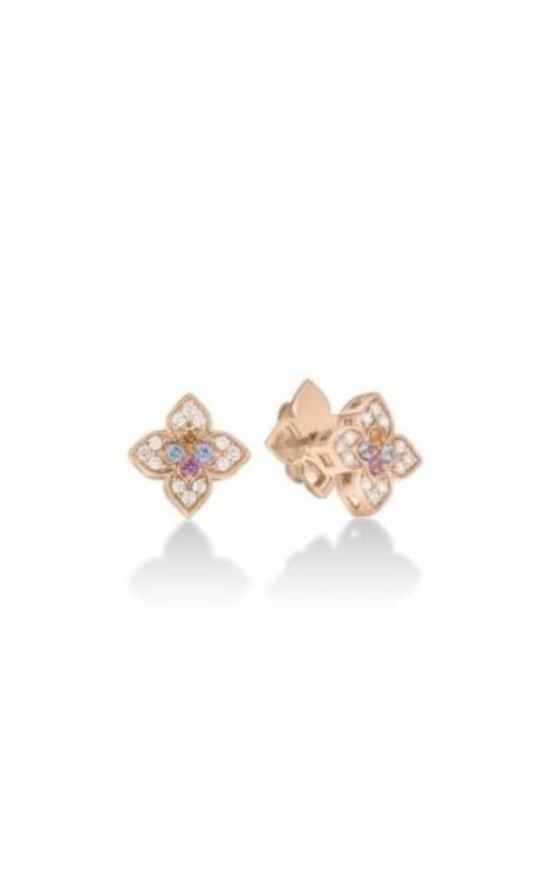 ROBERTO COIN 18K Rose Gold Venetian Princess Carnival Pave Diamond & Mixed Stones Small Flower Stud Earrings
