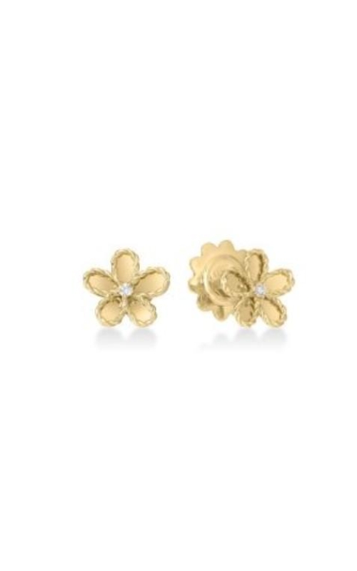 ROBERTO COIN 18K Yellow Gold Jasmine Diamond & Polished Finish Small Flower Earrings