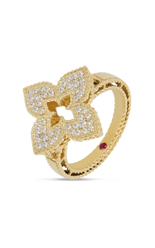 ROBERTO COIN 18K Yellow Gold Venetian Princess Medium Pave Flower Ring