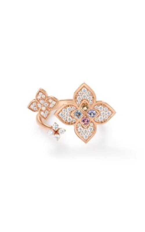 ROBERTO COIN 18K Rose Gold Venetian Princess Carnival Pave Diamond & Mixed Stones Large Triple Flower Ring
