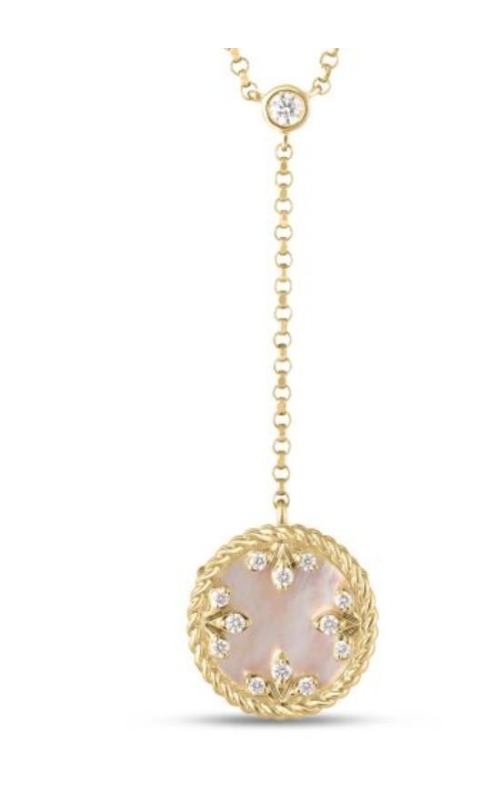 ROBERTO COIN 18K Yellow Gold Venetian Medallions Small Diamond and Mother of Pearl Dangle Necklace
