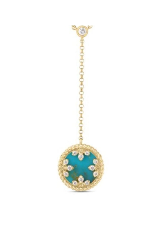 ROBERTO COIN 18K Yellow Gold Venetian Medallions Small Diamond and Turquoise Dangle Necklace