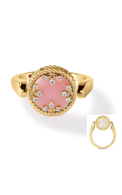 ROBERTO COIN 18K Yellow Gold Venetian Medallions Diamond, Pink Opal, and Mother of Pearl Reversible Ring