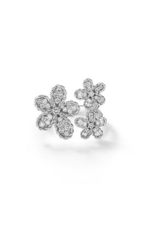 ROBERTO COIN 18K White Gold Jasmine Pave Diamond Multi Flower Ring
