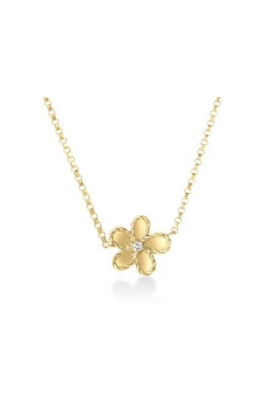 ROBERTO COIN 18K Yellow Gold Jasmine Diamond & Polished Finish Small Flower Necklace