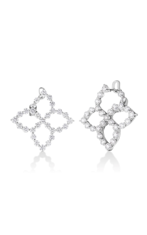 ROBERTO COIN 18K White Gold Diamond Open Princess Stud Earrings