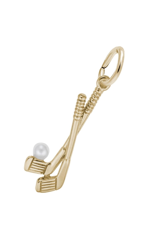 14K Yellow Gold Golf Clubs Charm with Pearl