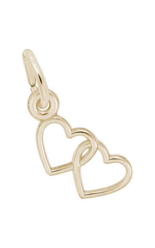 14K Yellow Gold Double Heart Charm