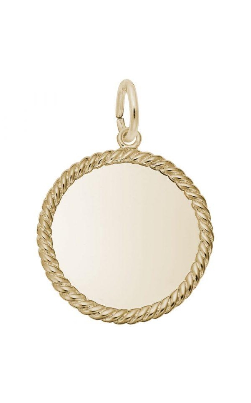 14K Yellow Gold Disc Charm with Rope Boarder