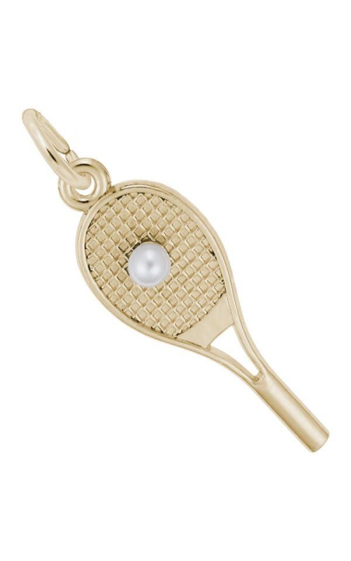14K Yellow Gold Tennis Raquet with Pearl Charm