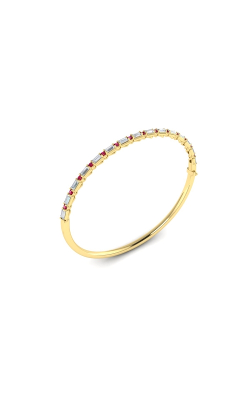 VLORA Adella Diamond Baguette and Ruby Hinged Bangle