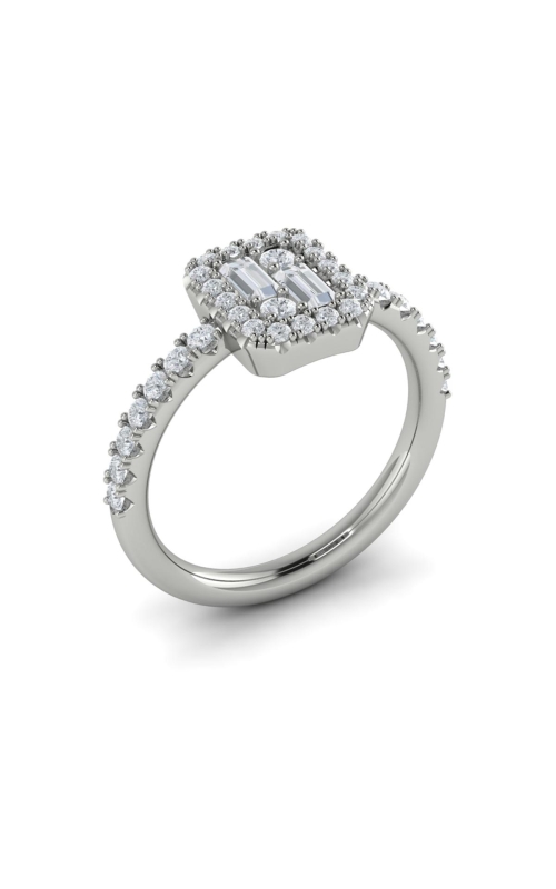 VLORA Karina Diamond Halo with Diamond Baguettes Ring
