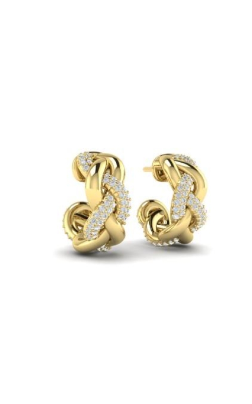 VLORA Reina Alternating Diamond Twist Huggie Hoop Earrings