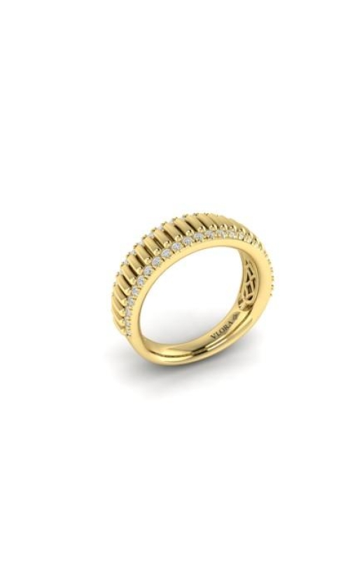 VLORA Aurelia Fluted Band Ring Edged with Diamonds