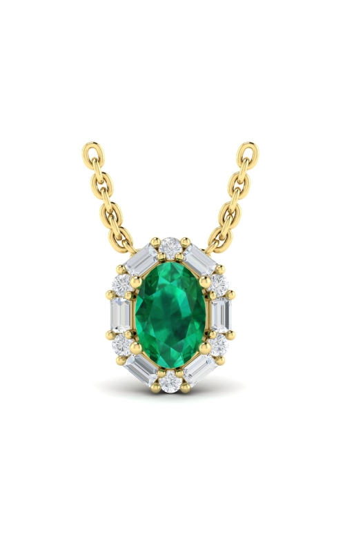 VLORA Adella Oval Emerald and Diamond Baguette Pendant