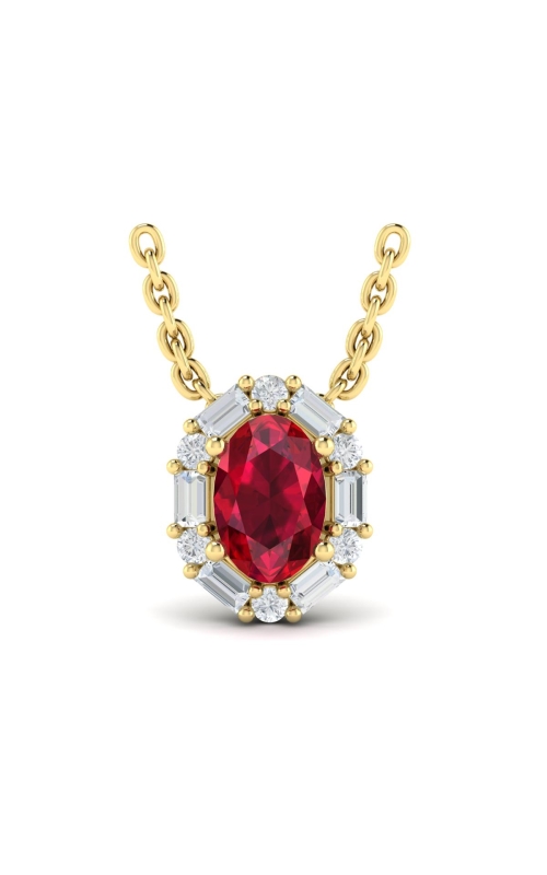 VLORA Adella Oval Ruby and Diamond Baguette Pendant