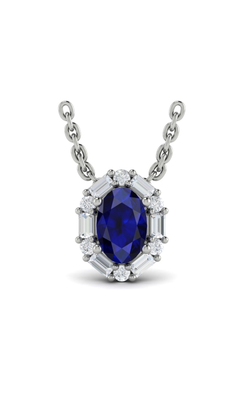 VLORA Adella Oval Sapphrie and Diamond Baguette Pendant
