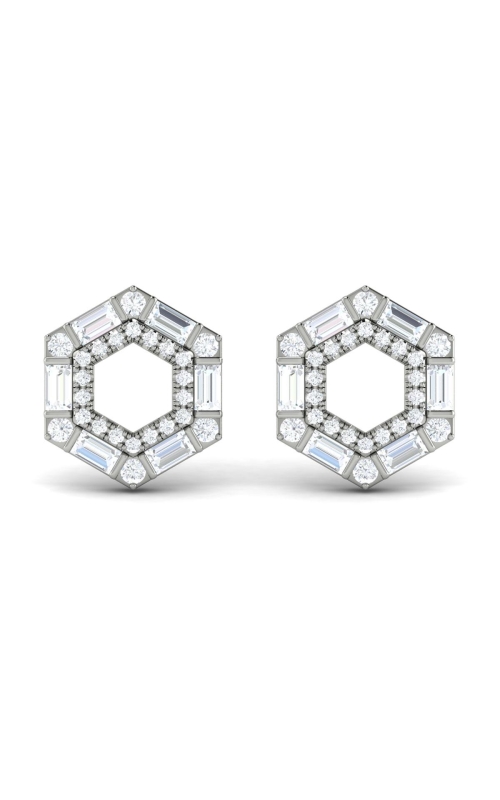 VLORA 14K White Gold Karina Honeycomb Diamond Stud Earrings