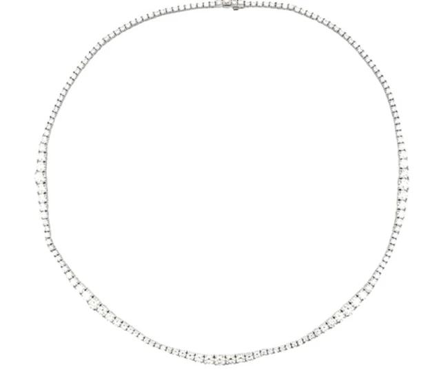 NADER KASH 18K WHITE GOLD GRADUATING DIAMOND TENNIS NECKLACE