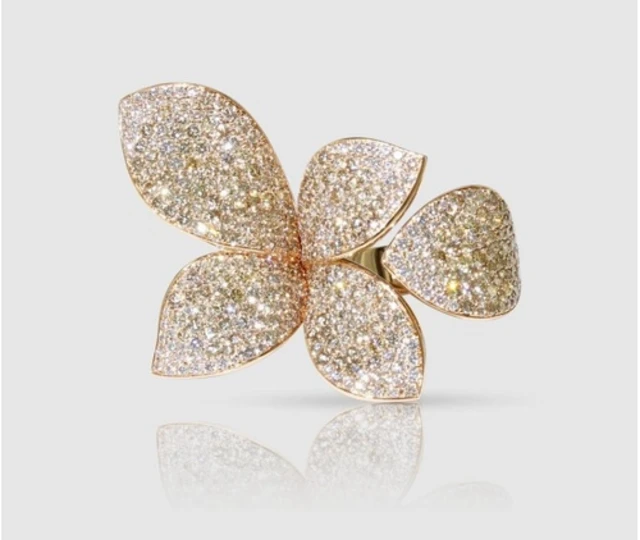 PASQ GIARDINI SEGRETI FIVE LEAF MEDIUM FLOWER RING